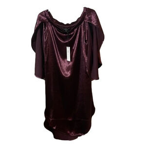TDC Silk Metallic Mini Dress Burgundy Nwt